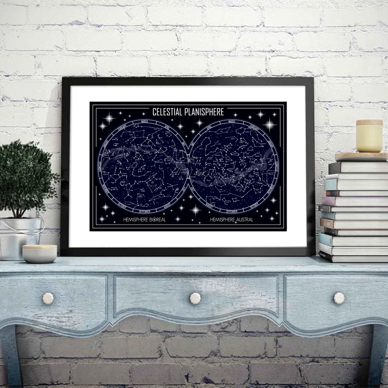 Star Map Poster - Niebiańska mapa planisphere plakat na płótnie